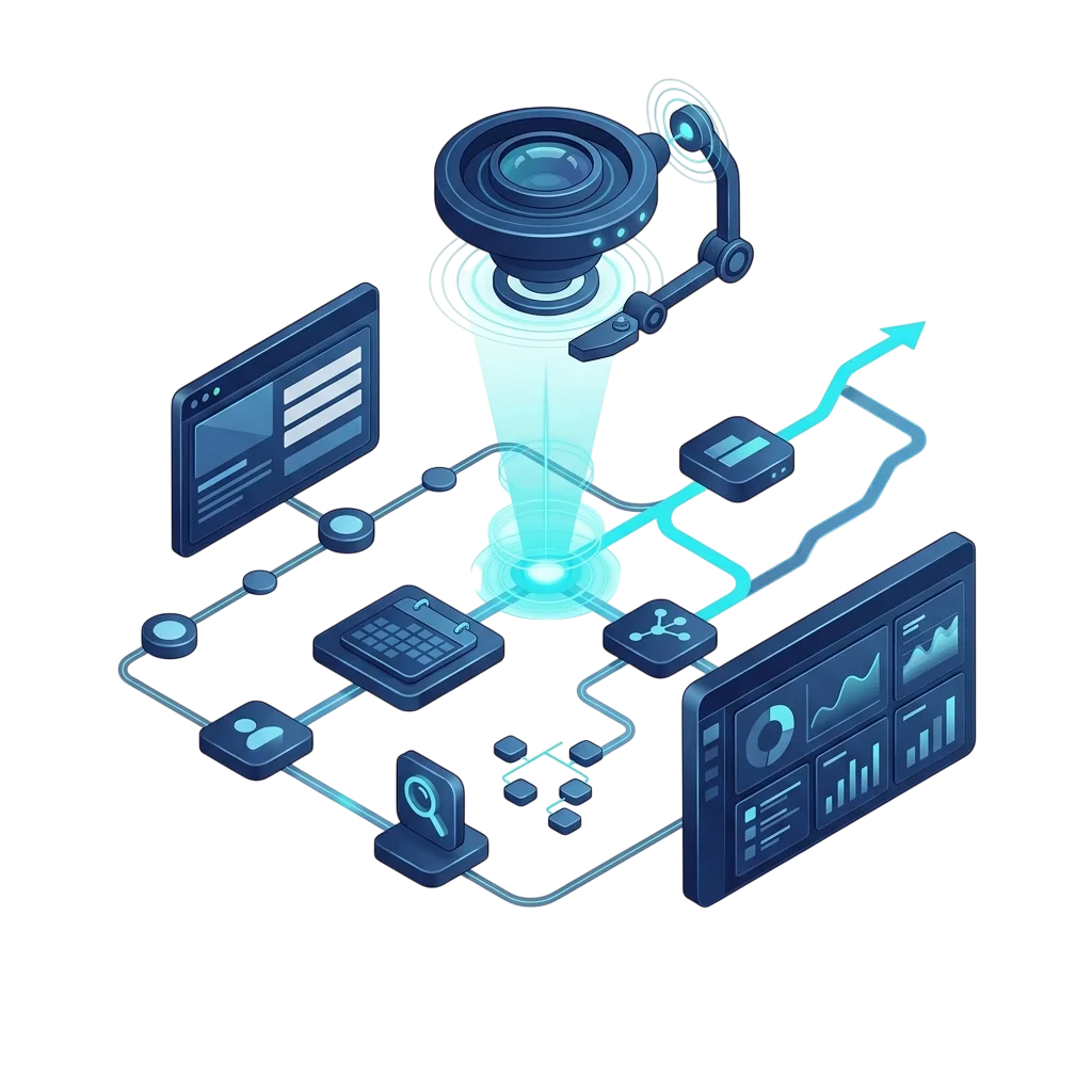 System Review scanner identifying a bottleneck across website, lead flow, booking, SEO, automation and analytics