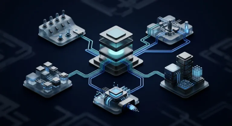 Website system architecture shown as a central site connected to capture, routing, records, response and reporting layers.