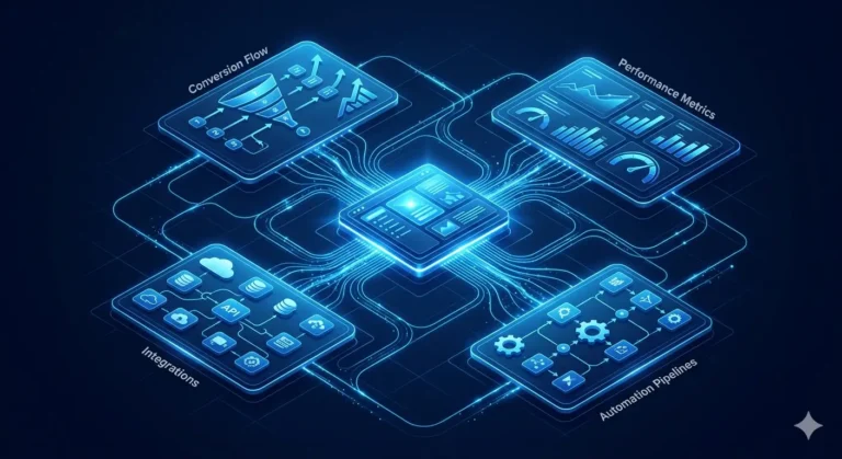 business website systems overview showing conversion, performance, integration, and automation working together