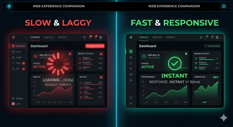 slow website impact comparison between slow and fast website performance