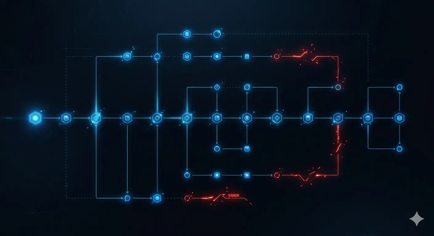 Website journey showing connected stages and potential conversion drop-off points