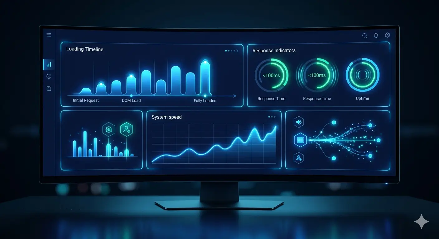 Dashboard monitoring website loading and response performance