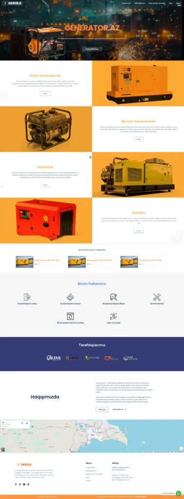 Redesigned Generator.az homepage showing generator categories and website structure