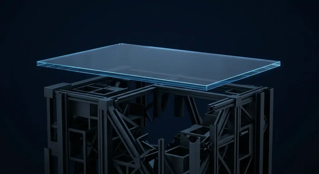Website trust issues visualised as a polished surface resting on an incomplete structural layer
