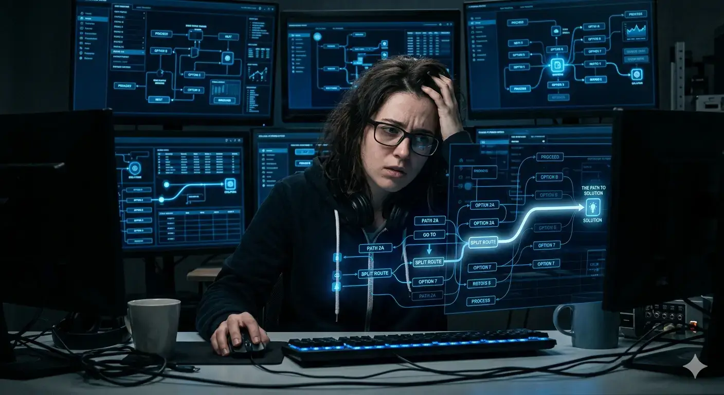 User experience friction interrupting a website decision path