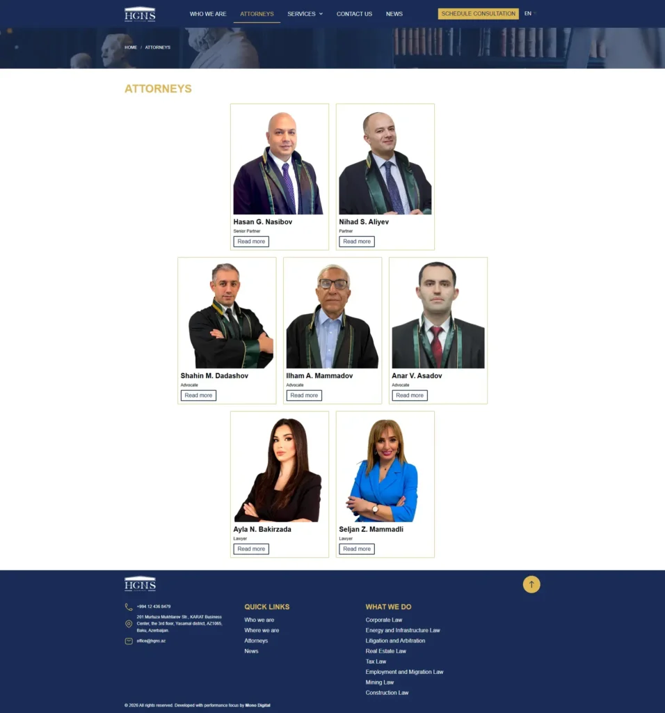law firm attorneys page professional layout