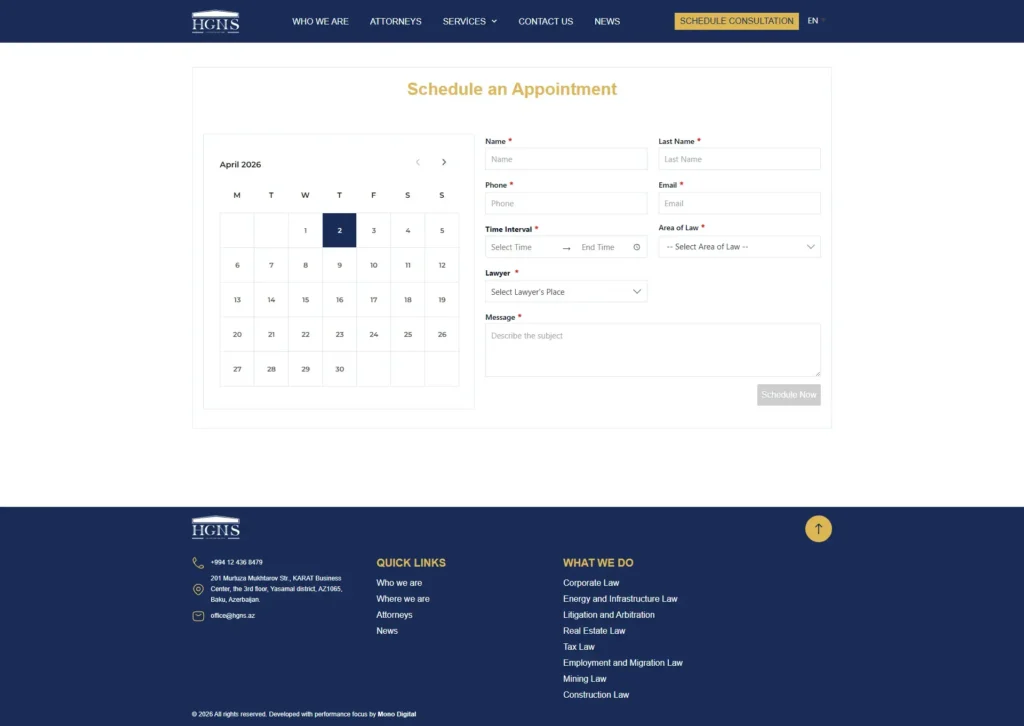 consultation booking system law firm website