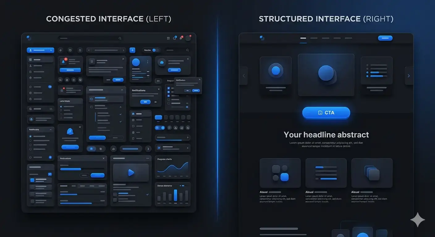 Comparison of cluttered and clearly structured website interfaces