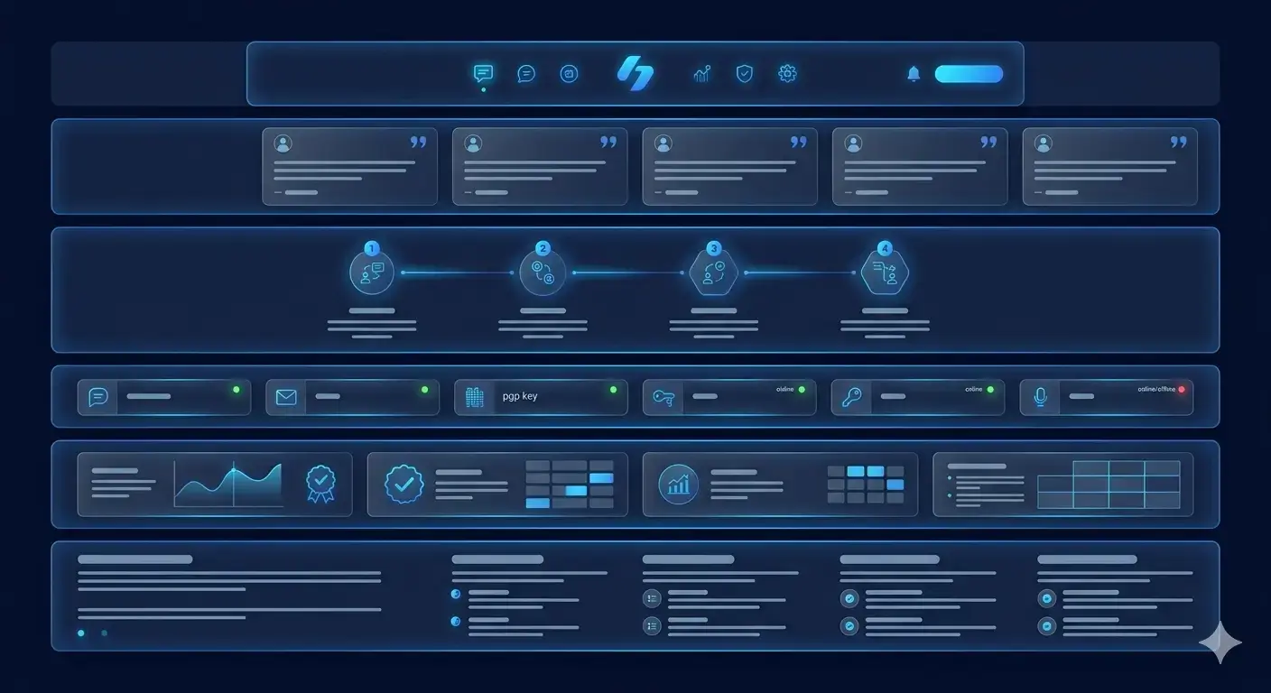 Layered website trust system combining proof and clear structure