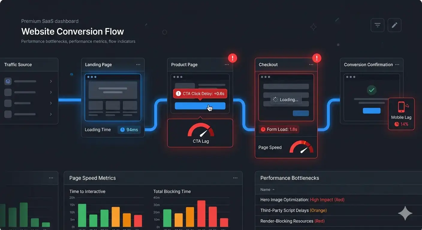 Performance friction at form loading, CTA clicks, and mobile interactions
