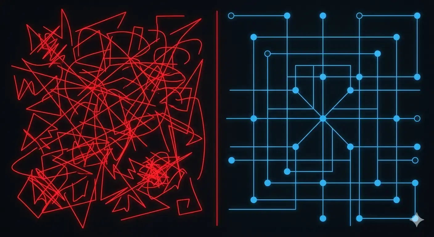 Comparison of a clear trust path and a journey blocked by uncertainty
