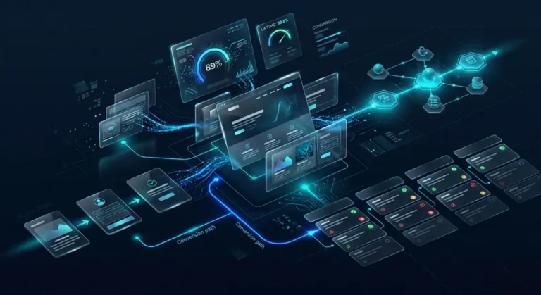 Technical optimization website system showing performance, forms, CRM, and conversion flow