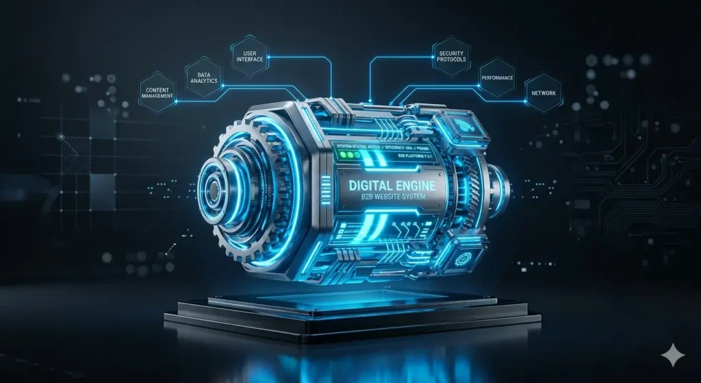 A 3D digital engine representing high-efficiency website optimization revenue systems.