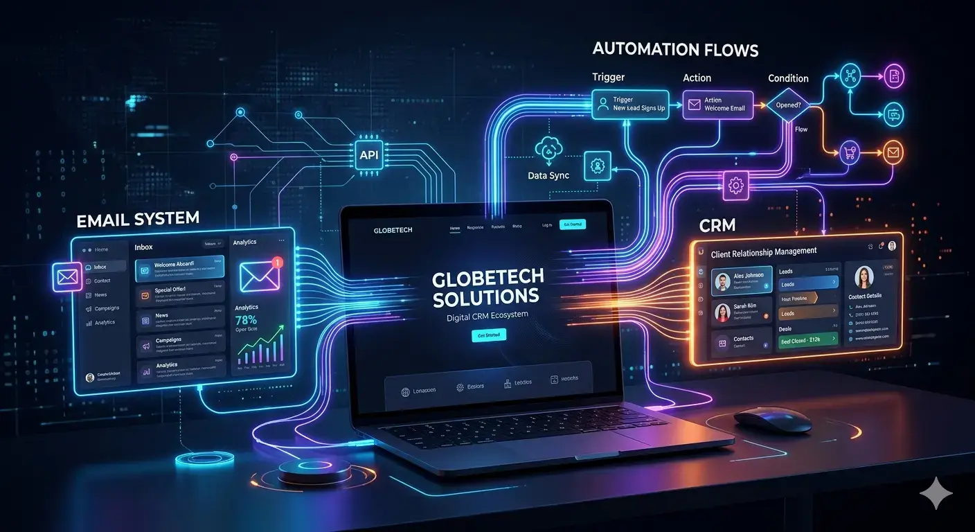 Website automation connecting lead capture with follow-up workflows