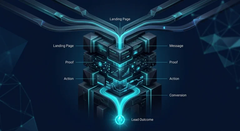 High converting landing page connecting traffic, trust, action and lead capture.