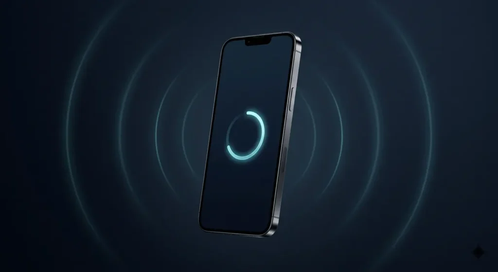 Loading delay illustrated as a stalled smartphone screen render