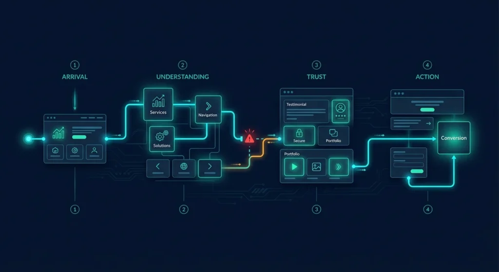 Customer decision path audited before a website redesign.