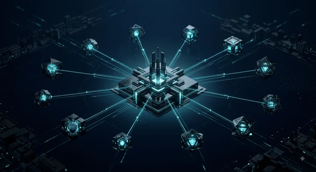 Website api integration shown as a central site connected to CRM, booking and payment systems.