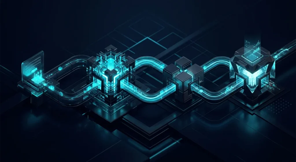 Flujo de datos del sitio web que conecta un formulario, el CRM, el correo y la analítica.